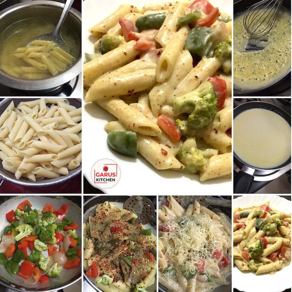 Italian style White Sauce Pasta Recipe | Béchamel Sauce Veggie Pasta Recipe | Pasta in White Sauce Recipe
