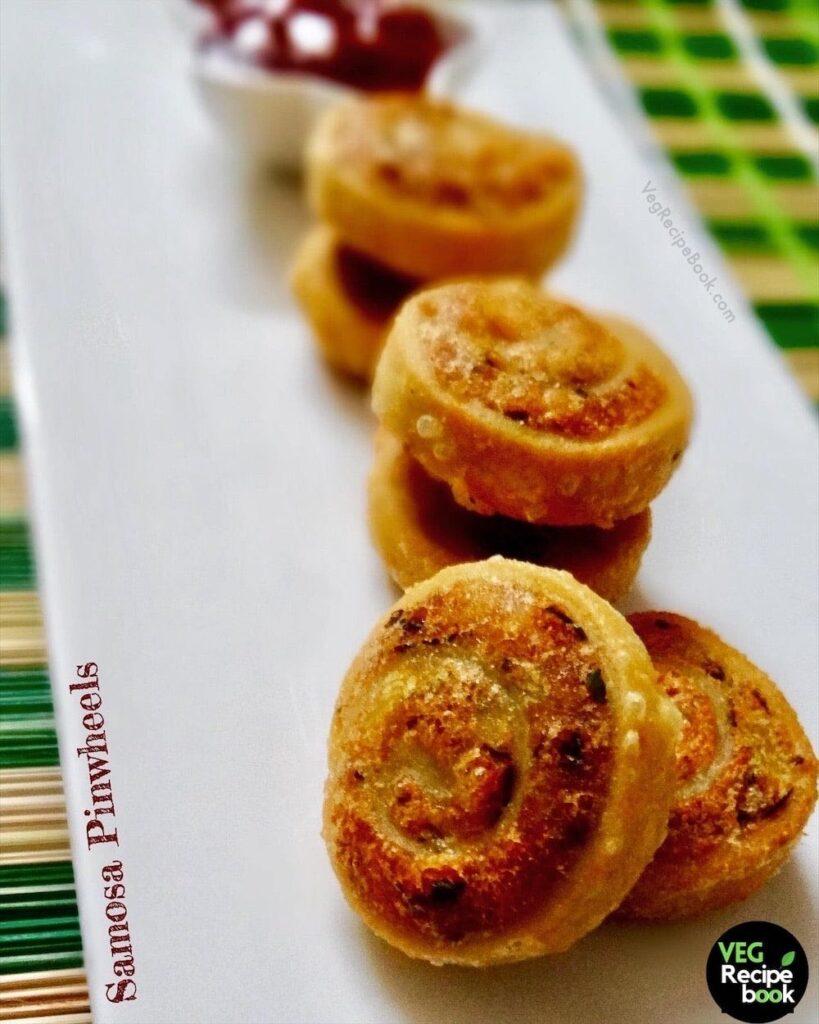 Samosa Pinwheels Recipe | Samosa Bites Recipe | Aloo Bhakarwadi Recipe | How to make samosa pinwheel