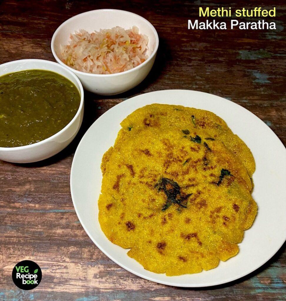 Makka Methi Stuffed Paratha Recipe | makai methi bharwa paratha