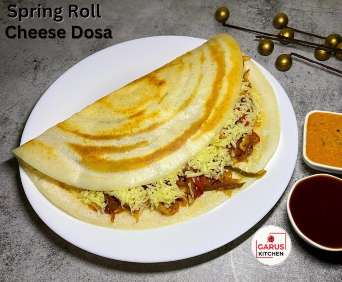 Spring Roll Cheese Dosa Recipe | Spring Cheese Dosa Recipe | Masala Cheese Dosa Recipe