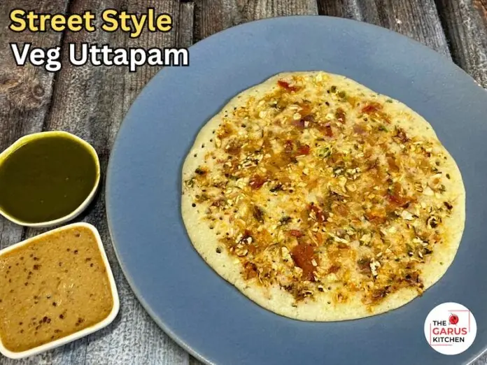 street style vegetable uttapam recipe | roadside veg uttapam recipe