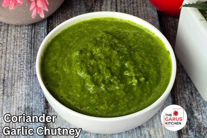 coriander garlic chutney recipe | dhaniya lahsun chutney recipe | kothamalli lahsun chutney recipe