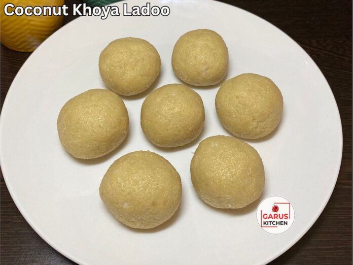 Soft Coconut Khoya Ladoo Recipe | Easy Mawa Nariyal Laddu Recipe