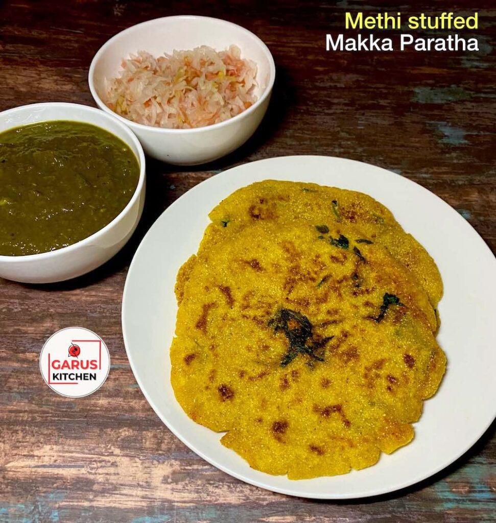Makka Methi Stuffed Paratha Recipe | Fenugreek Stuffed Maize Flour Paratha | Makai ka bharwa Paratha